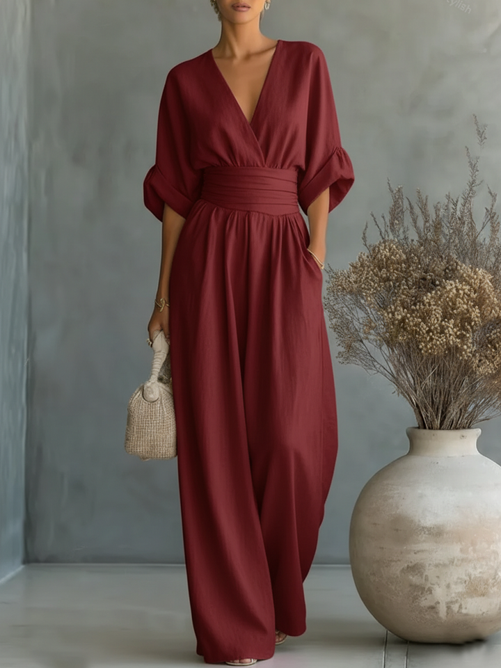 Gabriela™ | Elegantní dlouhý overal s vysokým pasem