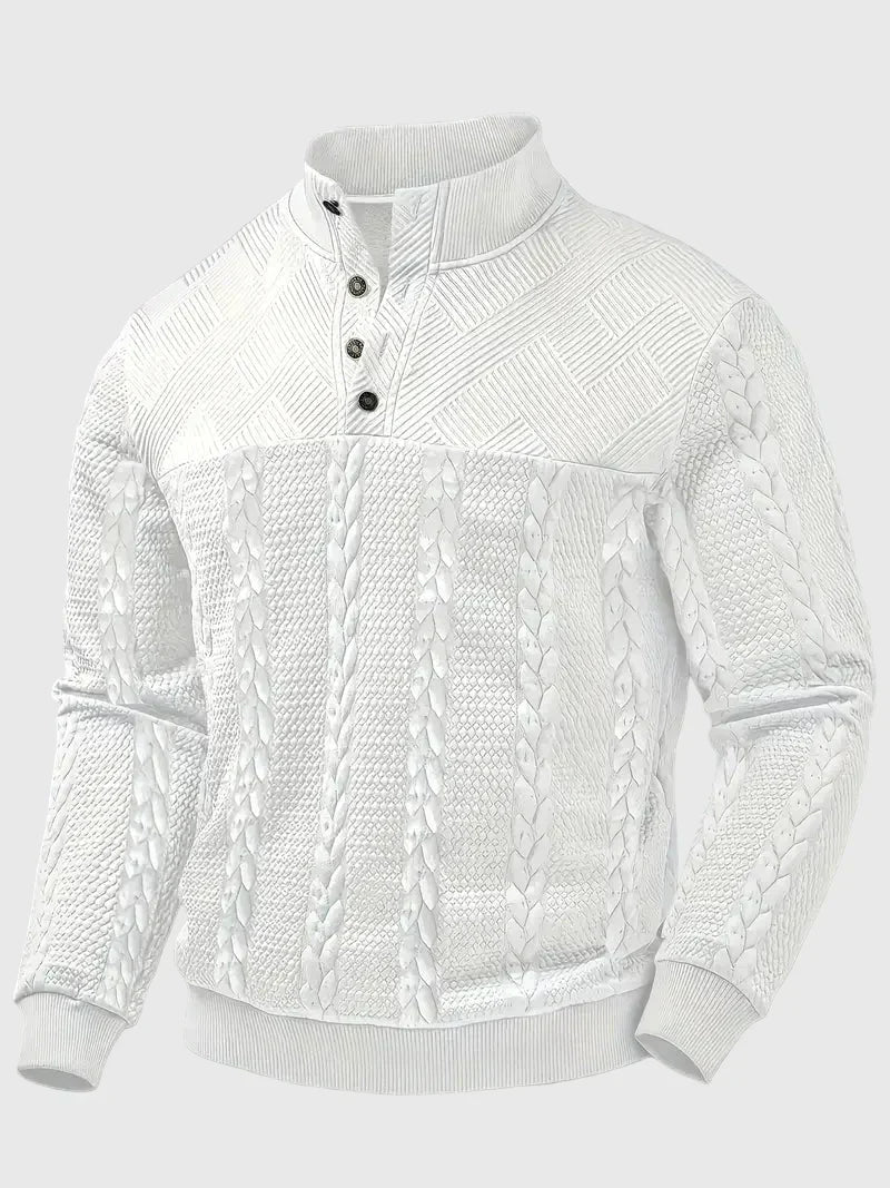 Dawson - Svetr s dlouhým rukávem Henley s pruhy