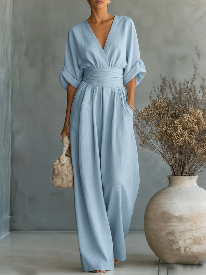 Gabriela™ | Elegantní dlouhý overal s vysokým pasem