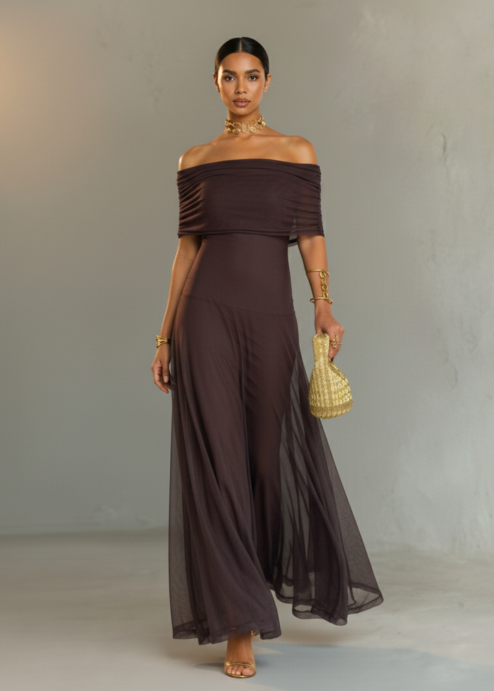Jana™ | Elegantní dlouhé šaty s odhalenými rameny