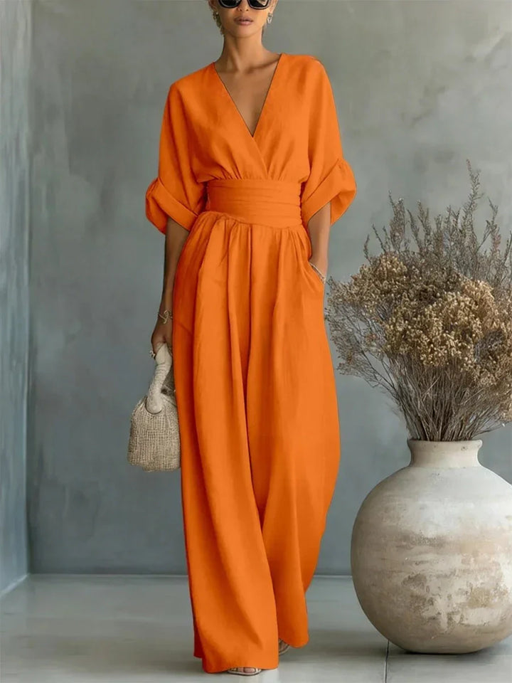 Gabriela™ | Elegantní dlouhý overal s vysokým pasem