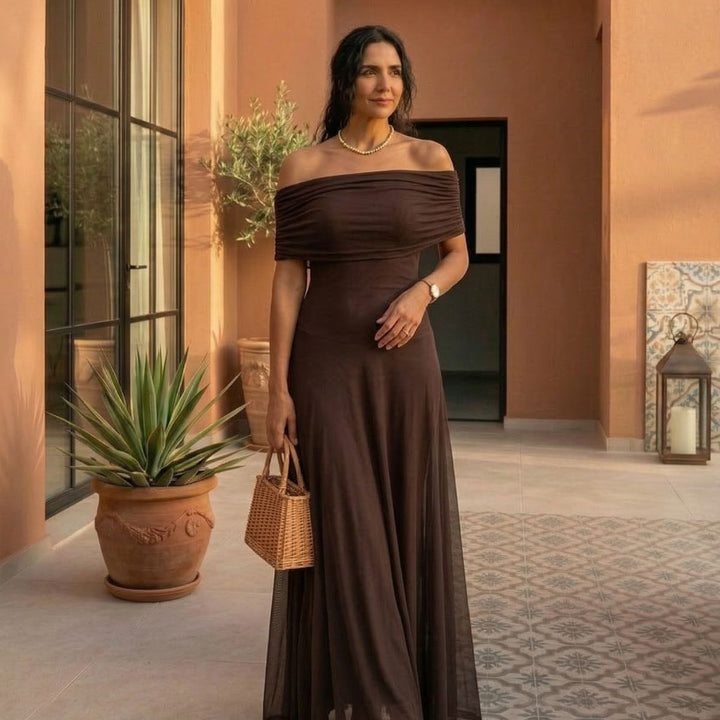Jana™ | Elegantní dlouhé šaty s odhalenými rameny