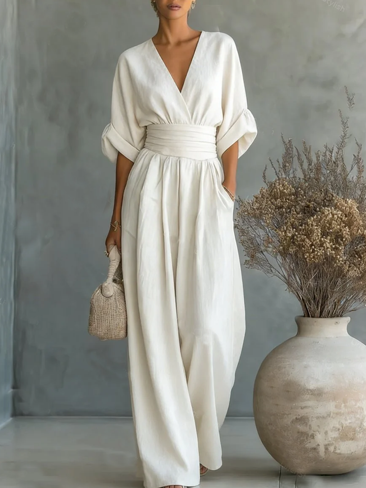 Gabriela™ | Elegantní dlouhý overal s vysokým pasem