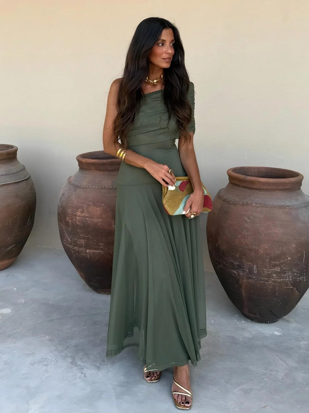 Jana™ | Elegantní dlouhé šaty s odhalenými rameny