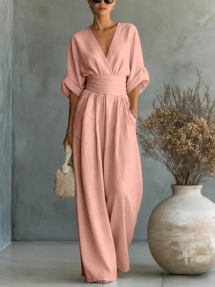 Gabriela™ | Elegantní dlouhý overal s vysokým pasem
