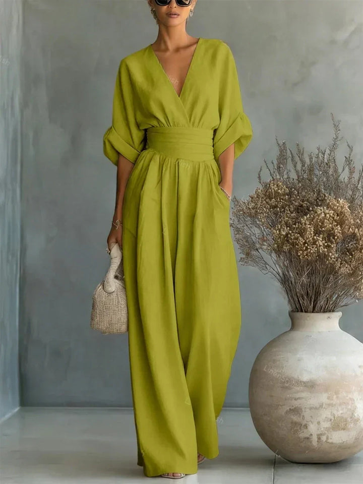 Gabriela™ | Elegantní dlouhý overal s vysokým pasem
